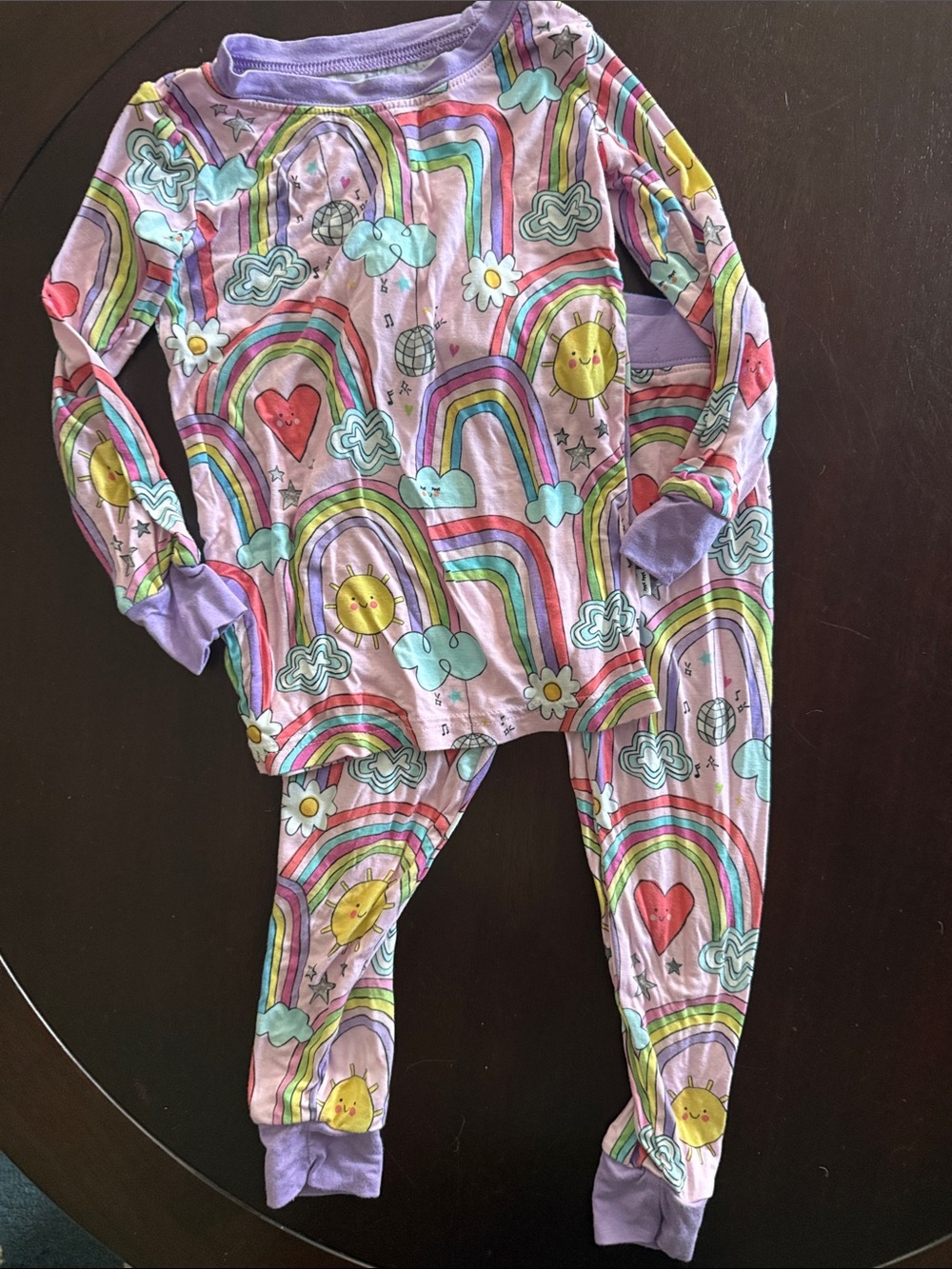 Little Sleepies Purple Rainbow & Sun Heart Pajama Set